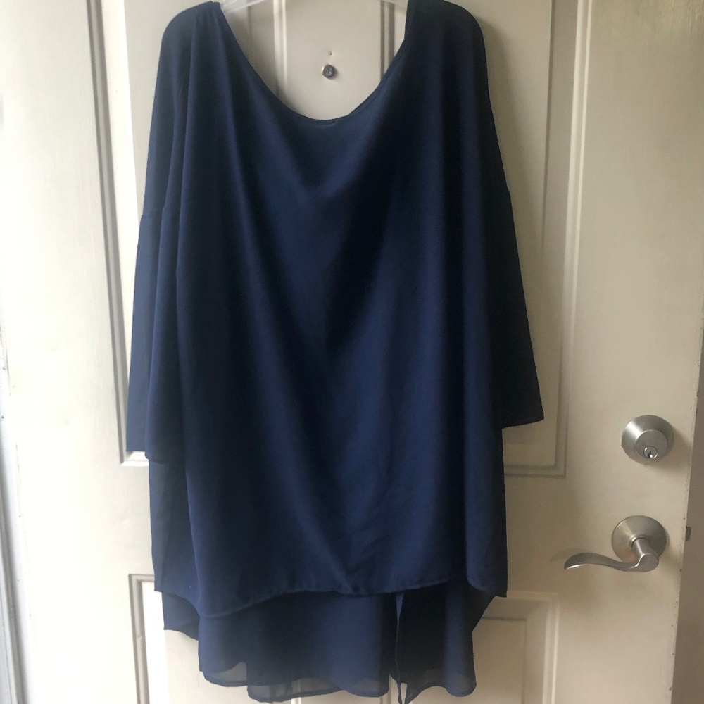Fiorella Rubino  Navy Blue sheer & polyester Tunic